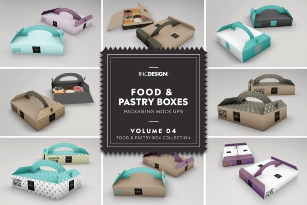 食品糕点包装盒样机模板第4卷 Food Pastry Boxes Vol.4: Packaging Mockups