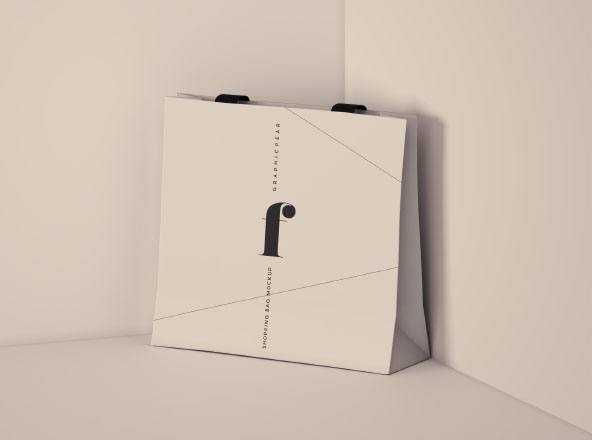 方形品牌商店购物袋设计图PSD样机