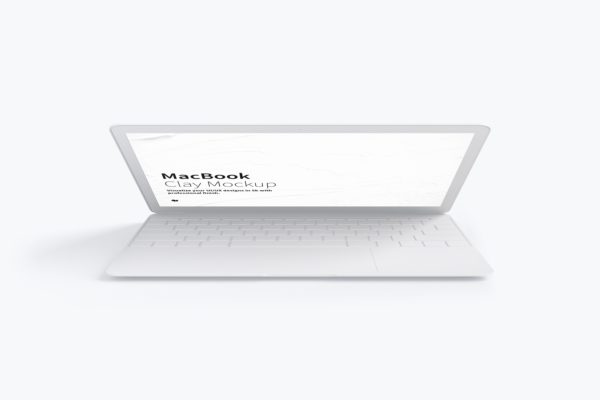 MacBook笔记本电脑前视图黏土样机02 Clay MacBook Mockup, Front View 02