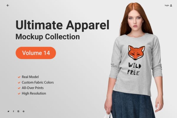 长款女上衣T恤印花设计样机模板v15 Ultimate Apparel Mockup Vol. 15