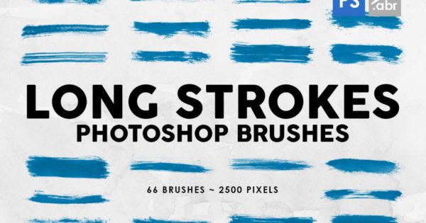 66个长画笔墨水纹理PS印章图案笔刷合集 66 Long Ink Strokes Photoshop Stamp Brushes