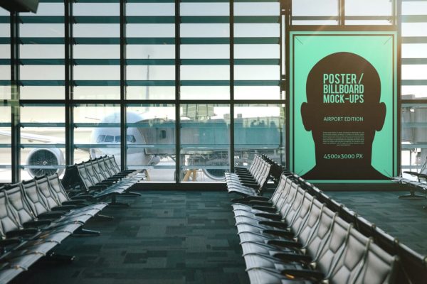 机场候机室海报/广告牌样机16设计
