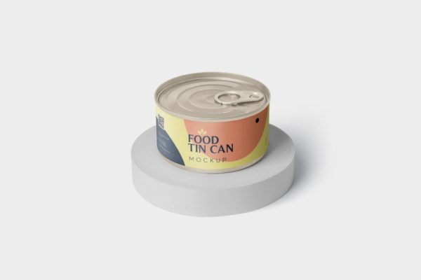 迷你型食品罐头外观设计图样机模板 Food Tin Can Mockup Small Size &#8211; Round