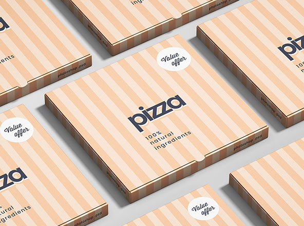 披萨盒包装外观设计效果图样机 Pizza Box Mockup