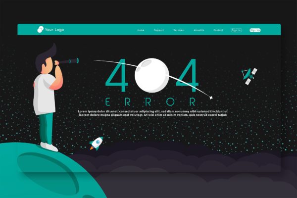 网站404报错页面设计模板 404 Error &#8211; Landing Page GR