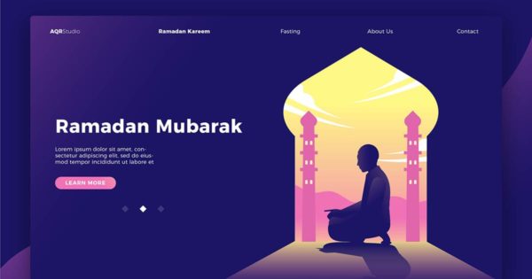 宗教信仰概念插画网站Banner＆着陆页模板 Ramadan Mubarak &#8211; Banner &amp; Landing Page