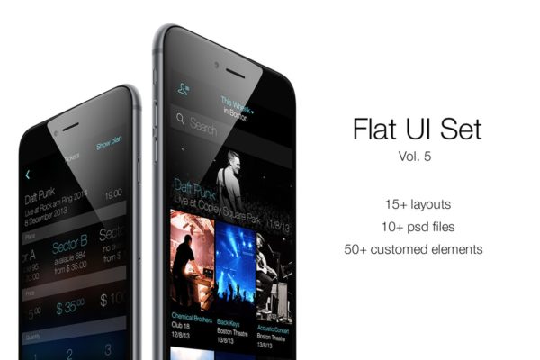 扁平设计风格iOS应用UI设计套件v5 iOS Flat UI Set Vol. 5