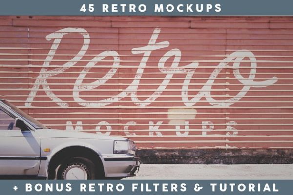 45款新西兰取景复古Logo&amp;字体样机模板 45 Retro Mockups (+BONUS)