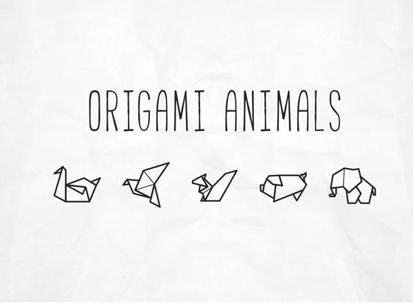 矢量折纸动物形状图标 Vector Origami Animal Icons