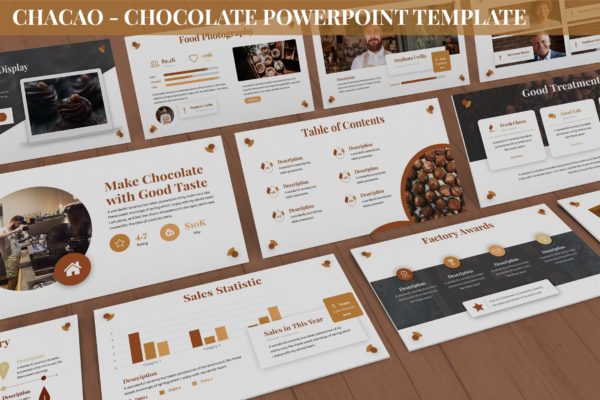 巧克力甜食美食主题PPT幻灯片模板