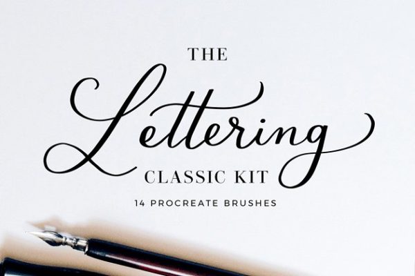手写英文字体Procreate笔刷 Procreate Lettering Brushes Classic