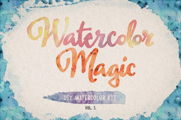 DIY水彩插画设计工具包v1（样式/PS笔刷/纹理） Watercolor Magic Volume 1
