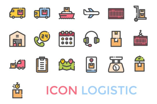 19枚物流配送主题矢量16素材精选图标 Logistics Icon