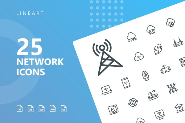 网络科技主题矢量线性16素材精选图标 Network Lineart Icons