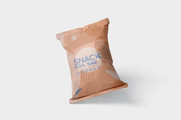 小吃零食铝箔袋/塑料包装袋设计图普贤居精选 Snack Foil Bag Mockup &#8211; Plastic