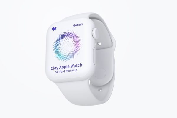 Apple Watch 4智能手表陶瓷材质样机模板 Clay Apple Watch Series 4 (44mm) Mockup