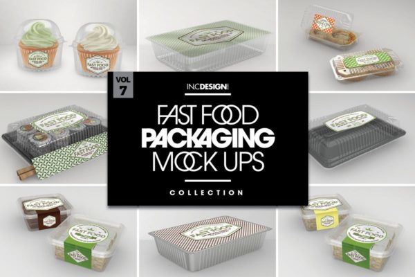 快餐盒快餐包装样机v7 Fast Food Boxes Vol.7: Take Out Packaging Mockups