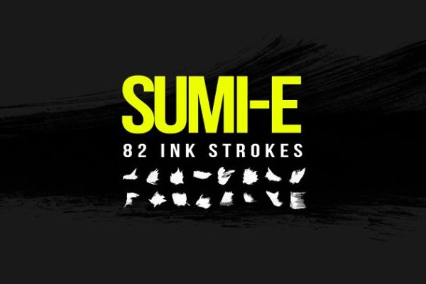82款水墨喷墨PS笔刷 82 Sumi-E Ink Strokes