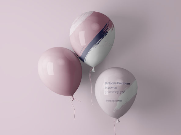 简单气球装饰元素PSD场景样机 Simple Balloons Mockup