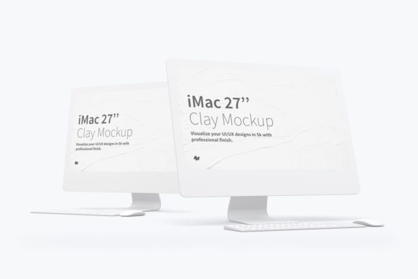 iMac高端一体机屏幕预览Web界面设计效果图样机 Clay iMac 27” Mockup