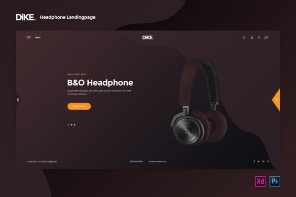 耳机品牌网站着陆页设计模板[PSD&a