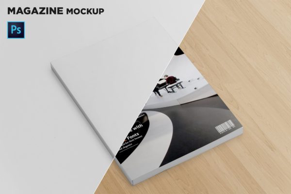 杂志封面设计透视图样机16素材网精选 Magazine Cover Mockup Perspective View