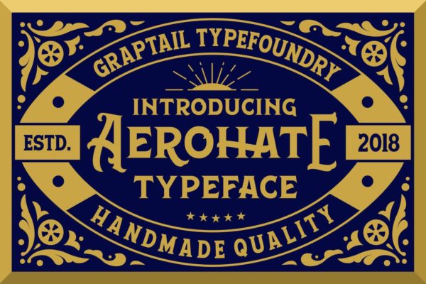 经典手绘衬线装饰字体 Aerohate Typeface