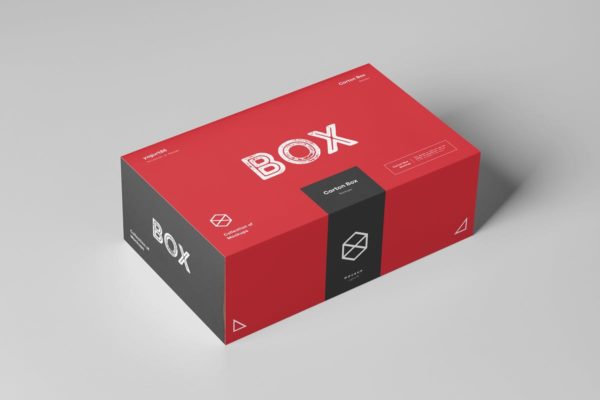 纸箱礼品包装箱样机模板 Carton Box Mock-up 23x14x8 &amp; Wrapper
