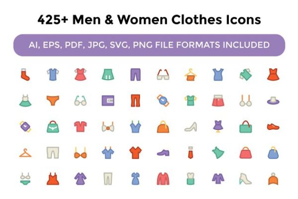 425+男女混合款式服装图标 425+ Men and Women Clothes Icons