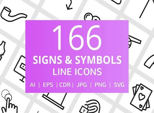 166个特色交通标志及符号线形图标