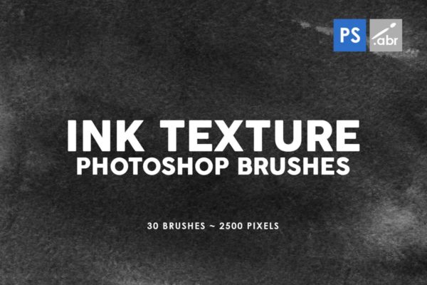 30款墨水印刷纹理肌理PS笔刷v1 30 Ink Texture Photoshop Brushes Vol. 1