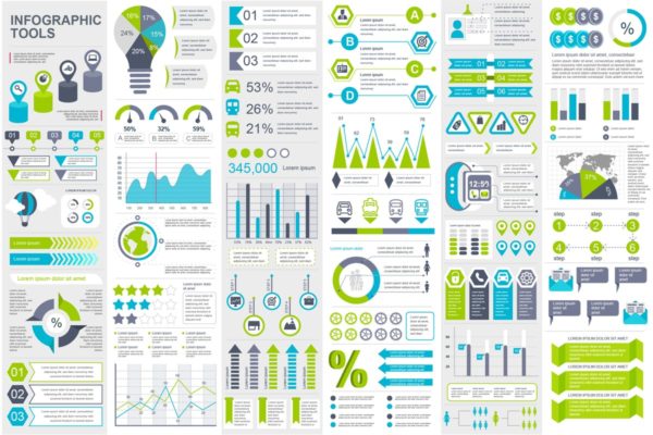 数据统计分析报告信息图表幻灯片设计元素 Infographic Elements