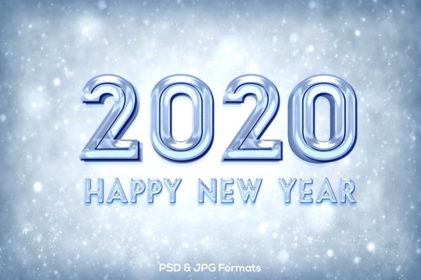 新年冰块效果字体设计PSD分层模板v1 New Year 2020 V1