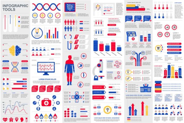 医疗医学行业数据信息图表幻灯片设计元素 Medical Infographic Elements