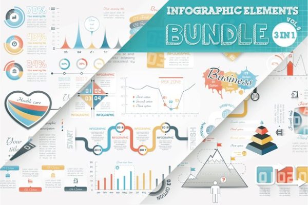 三合一信息图表元素幻灯片设计素材 Infographic Elements Bundle