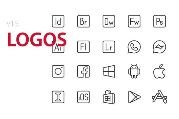 100款应用软件相关UI工具图标 100 Logos UI icons