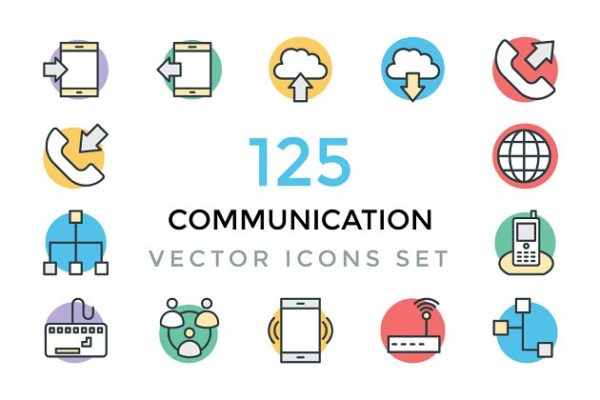 125简约网络通信矢量图标  125 Communication Vector Icons