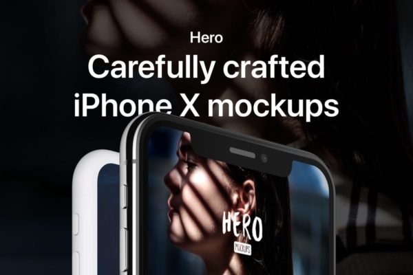 高质量黑色iPhone X设备样机模板 HERO Phone X Mockups