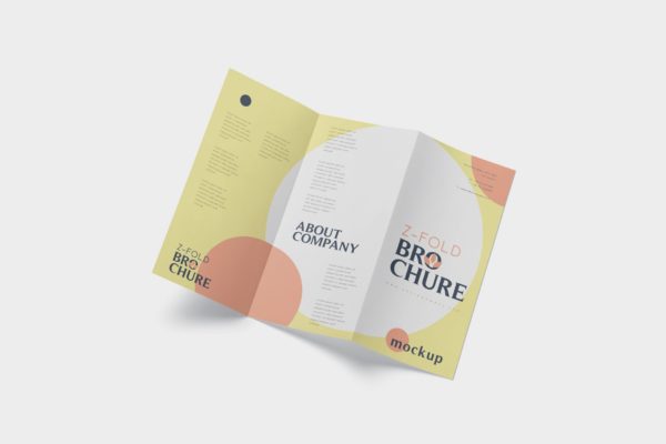 三折页设计风格企业传单/宣传单设计图样机16图库精选 DL Z-Fold Brochure Mockup &#8211; 99 x 210 mm Size