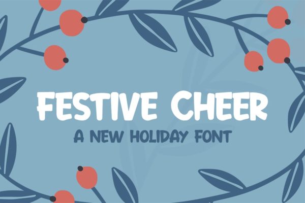 节日主题设计风格英文无衬线装饰字体素材天下精选 Festive Cheer Font