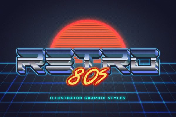 80年代复古插画风格PS字体样式 for AI 80s Retro Illustrator Styles
