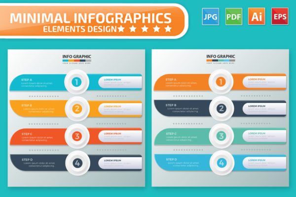 流程步骤图形信息图表设计素材 Infographic Elements Design
