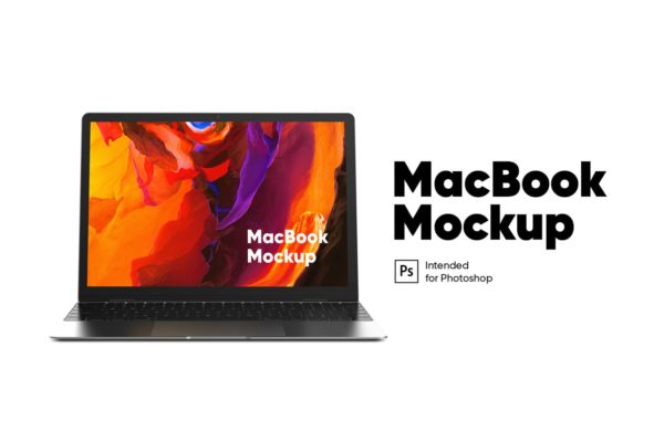 Macbook笔记本电脑屏幕演示前视图素材中国精选样机模板 MacBook Mockup front view