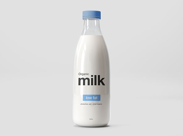 牛奶玻璃瓶外观设计图样机模板 Milk Glass Bottle Mockup