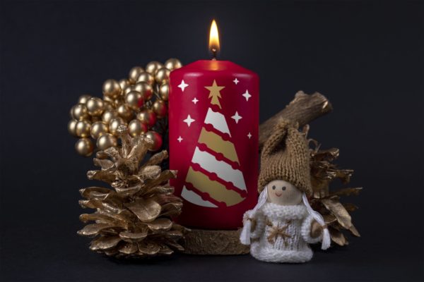 圣诞节蜡烛印花图案效果图样机模板 Christmas candle mockup
