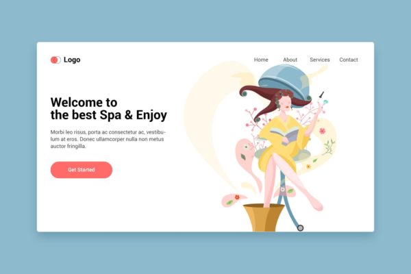 SPA美容主题矢量插画网站着陆页设计模板v1 Spa flat web template for Landing page