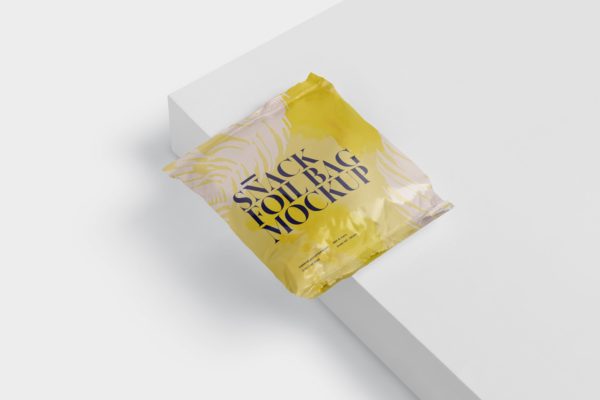 小吃零食铝箔包装袋设计图16设计网精选 Snack Foil Bag Mockup &#8211; Square Size &#8211; Small