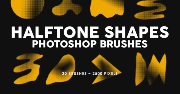 30个半色调形状PS印章笔刷 30 Halftone Shapes Photoshop Stamp Brushes