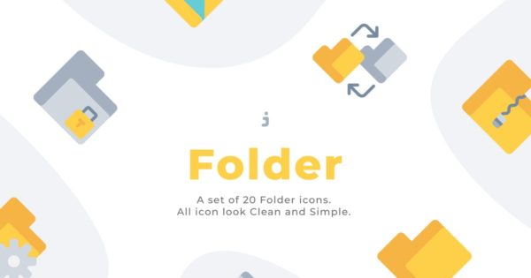 20款文件扁平化矢量图标素材 20 Folder icons &#8211; Flat