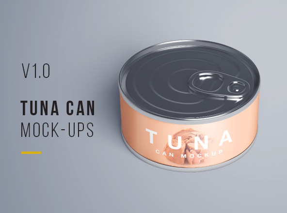 金枪鱼罐头食品包装设计效果图PSD样机 Tuna Can Mockup